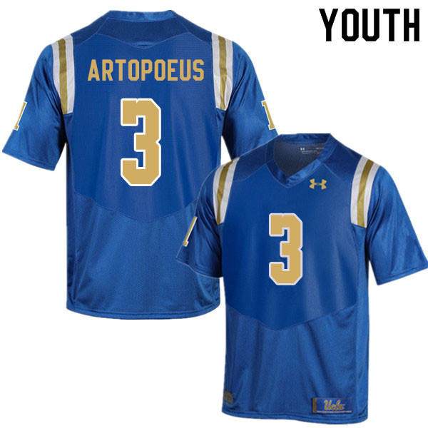 Youth #3 Chase Artopoeus UCLA Bruins College Football Jerseys Sale-Blue